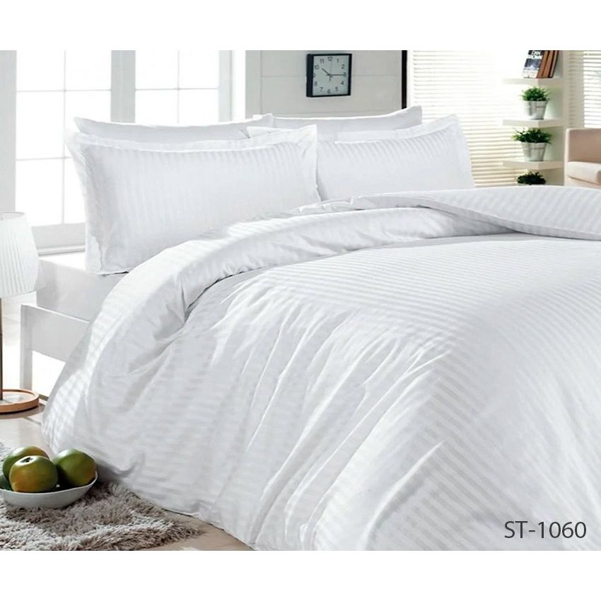 Комплект постельного белья TAG Tekstil Евро Белый 000240667 (LUXURY ST-1060) - фото 1