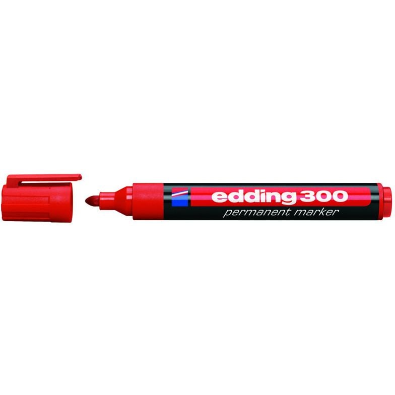 Маркер перманентний Edding Permanent конусоподібний 1.5-3 мм червоний (e-300/02) - фото 1