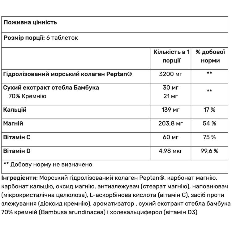 Морський колаген з вітамінами і мінералами Quamtrax Marine Collagen Plus with Peptan 120 таблеток - фото 2