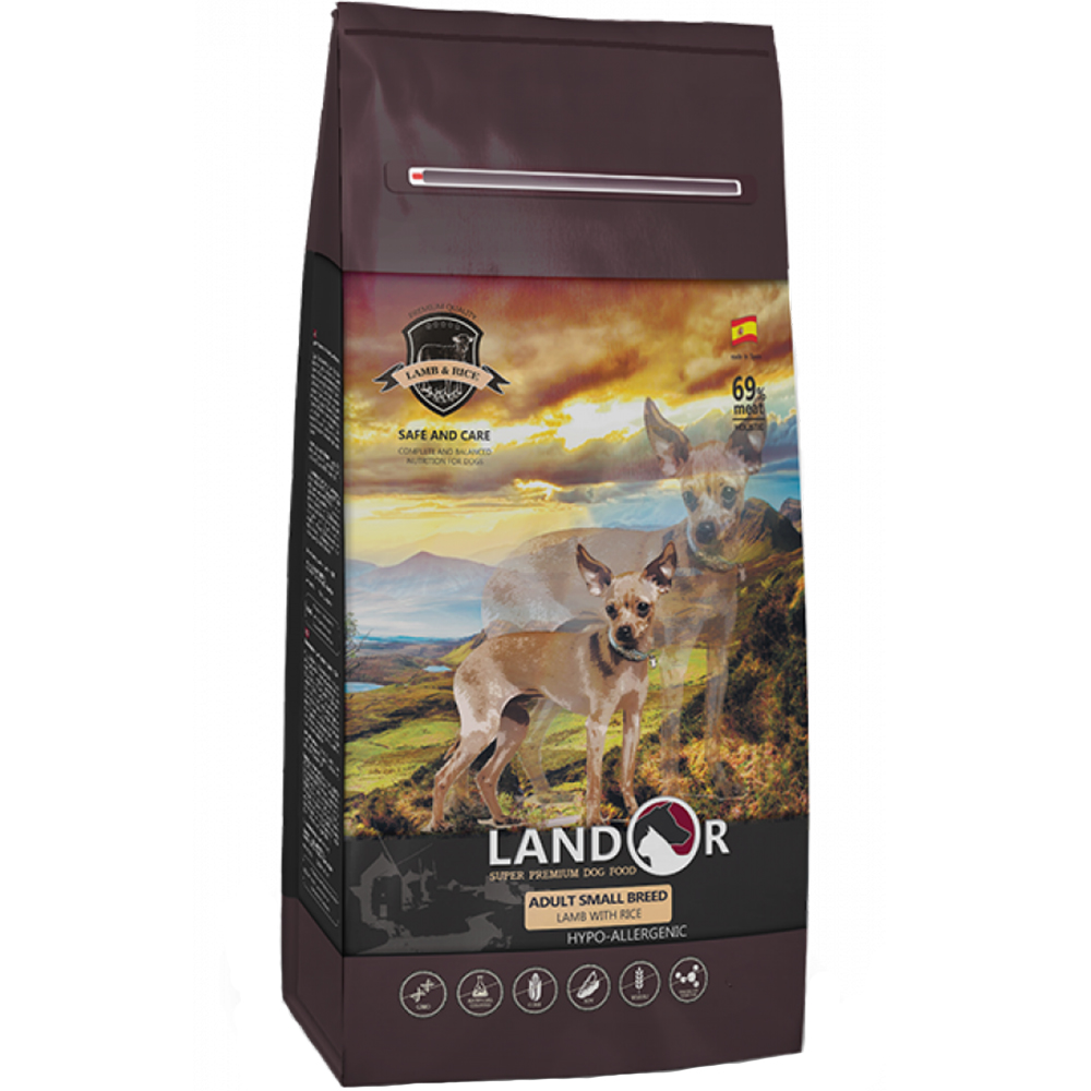 Сухой корм для собак мелких пород Landor ягненок с рисом 3 кг - фото 1