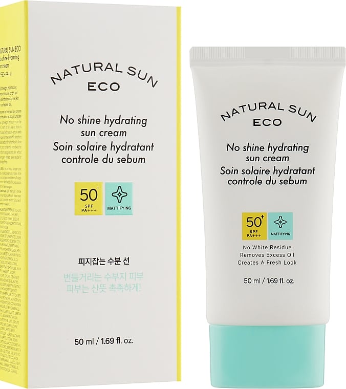 Сонцезахисний крем для обличчя The Face Shop Natural Sun Eco No Shine Hydrating Sun Cream SPF50+ PA+++ 50 мл - фото 2