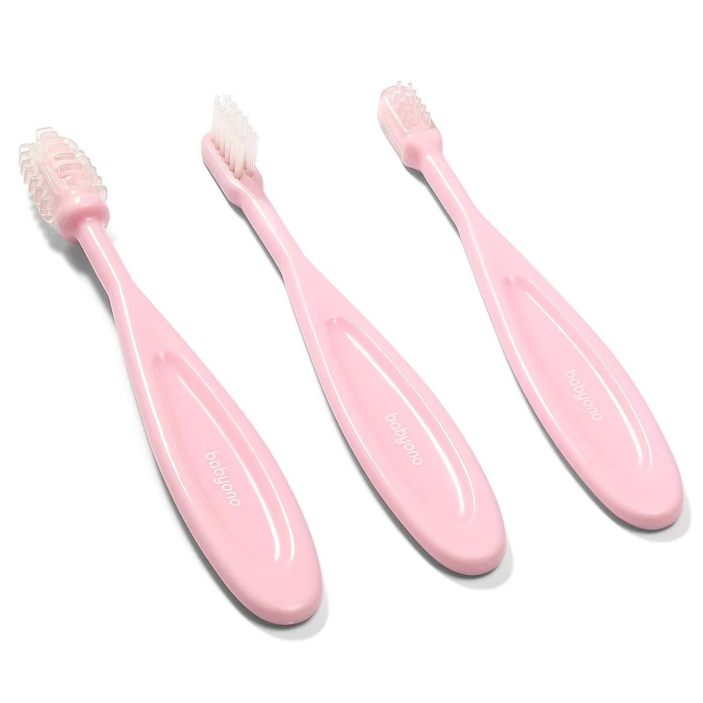 Набор зубных щеток BabyOno, розовый, 3 шт. (550/01_д) - фото 1
