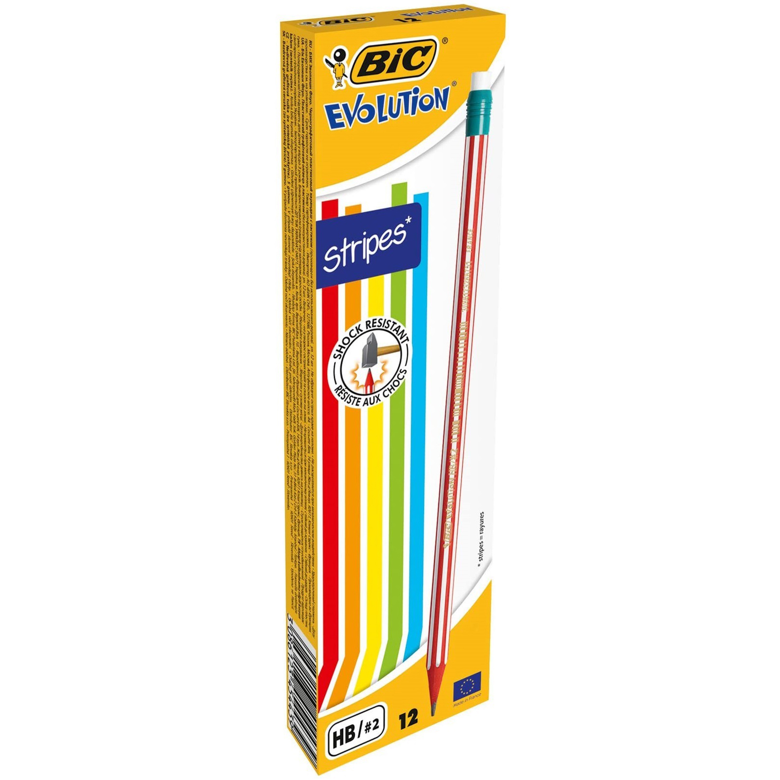 Олівець чорнографітний BIC Evolution 646 з гумкою НВ 12 шт. (8960342) - фото 1