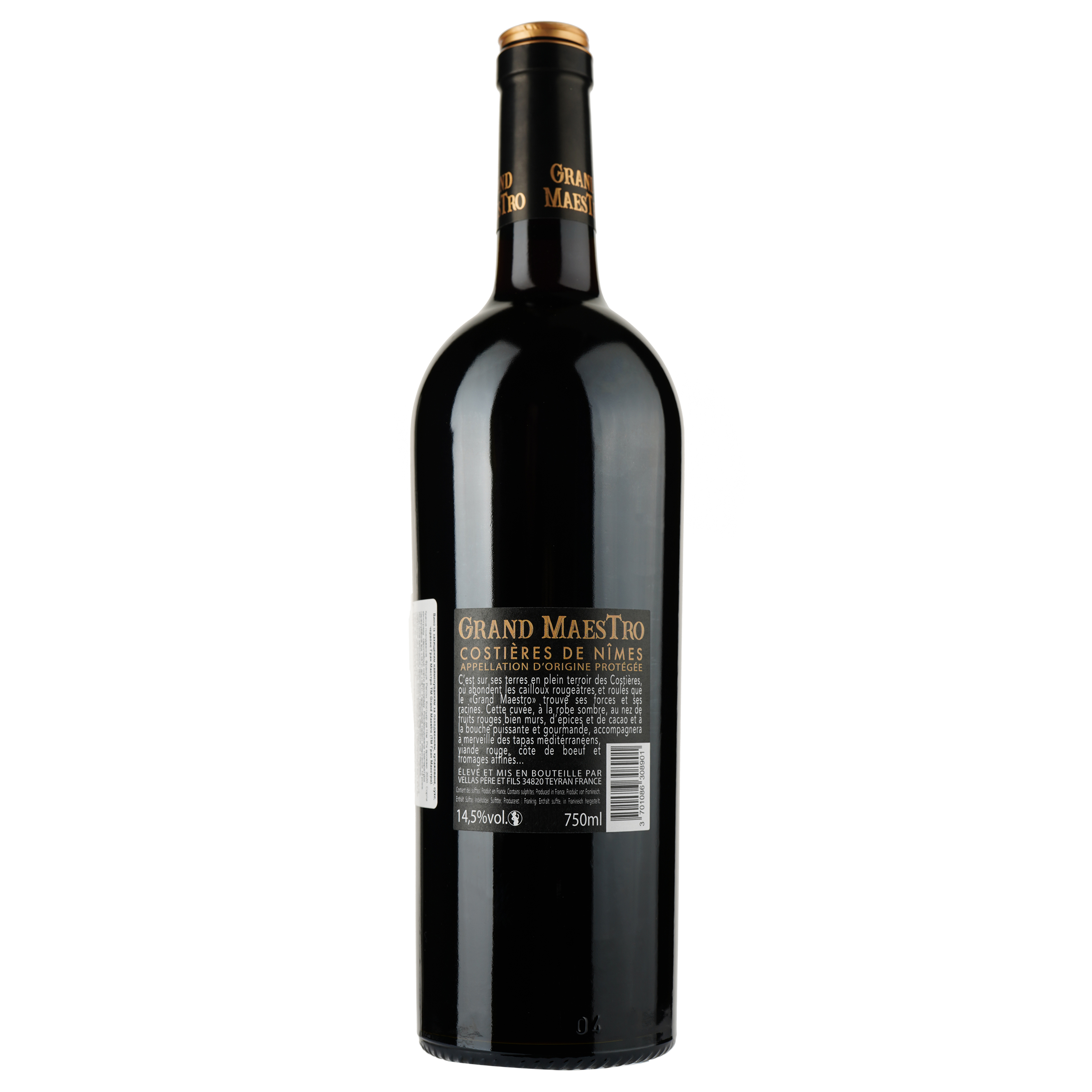 Вино Grand Maestro Rouge 2020 AOP Costieres de Nimes, красное, сухое, 0,75 л - фото 2