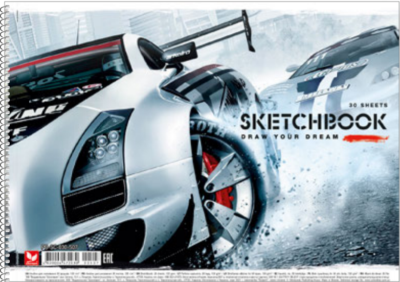 Альбом для рисования Школярик Современній автомобиль серого цвета, 30 листов (PB-SC-030-507) - фото 1