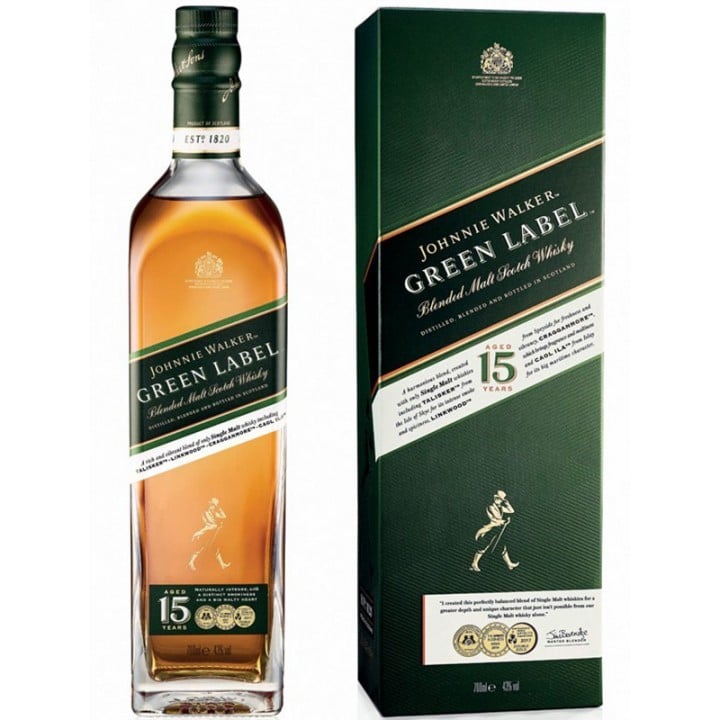 Виски Johnnie Walker Green label 15YO Blended Malt Scotch Whisky, 43%, 0,7 л - фото 1
