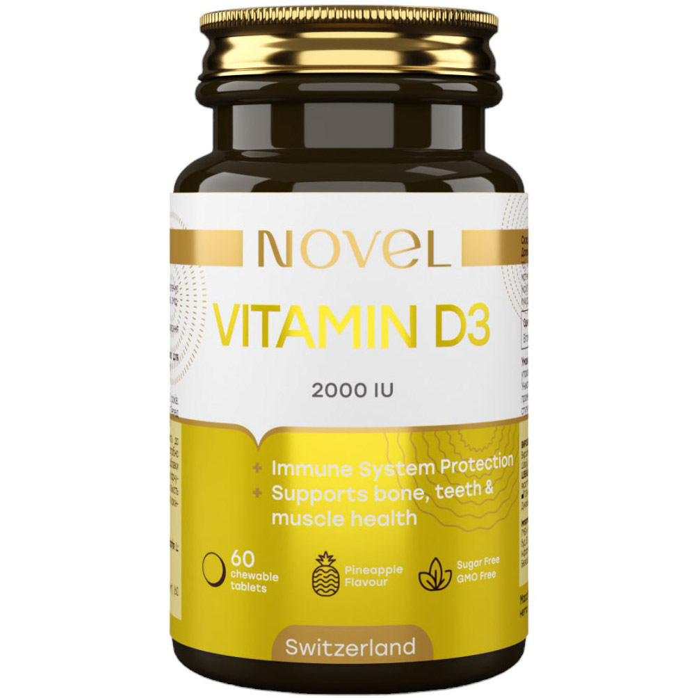 Диетическая добавка Novel Витамин D3 2000 МЕ 60 жевательных таблеток - фото 1