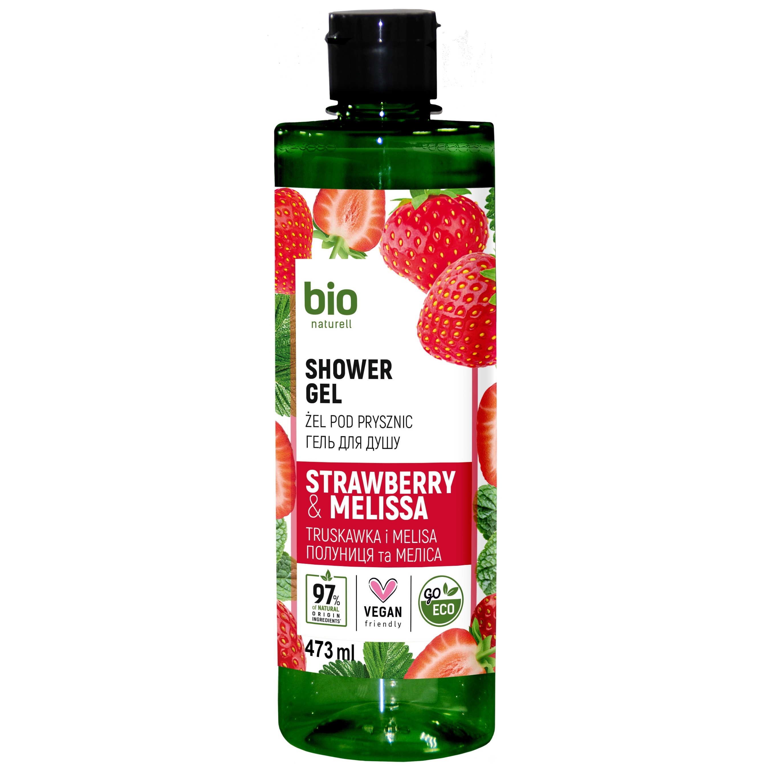 Гель для душу Bio Naturell Strawberry&Melissa Shower gel, 473 мл - фото 1