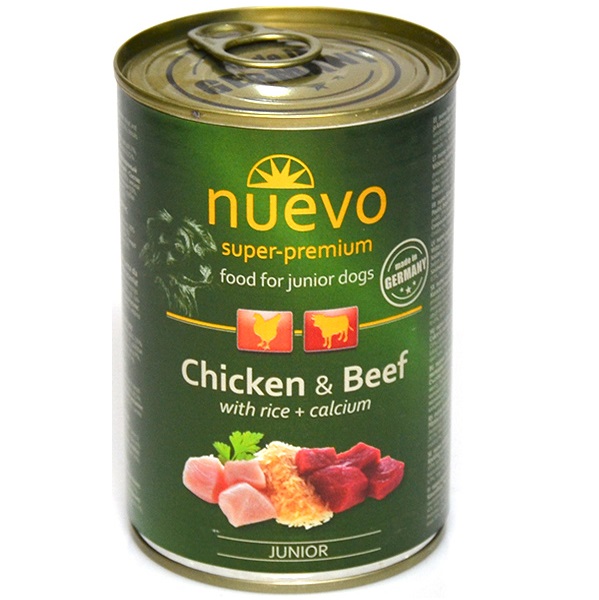 Вологий корм для цуценят Nuevo Junior, з куркою, яловичиною та рисом + кальцій, 800 г (95014 (810)) - фото 1