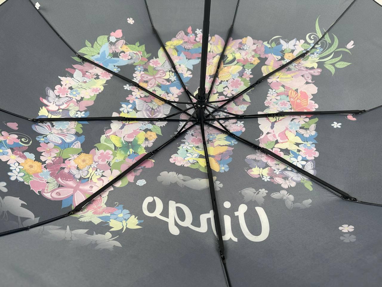 Женский складной зонтик полный автомат Rain 98 см черный - фото 9
