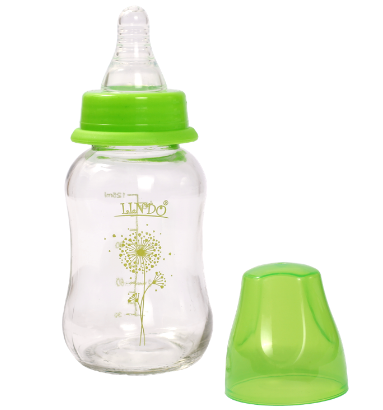 Скляна пляшечка для годування Lindo, вигнута, 125 мл, зелений (Pk 0980 зел) - фото 1