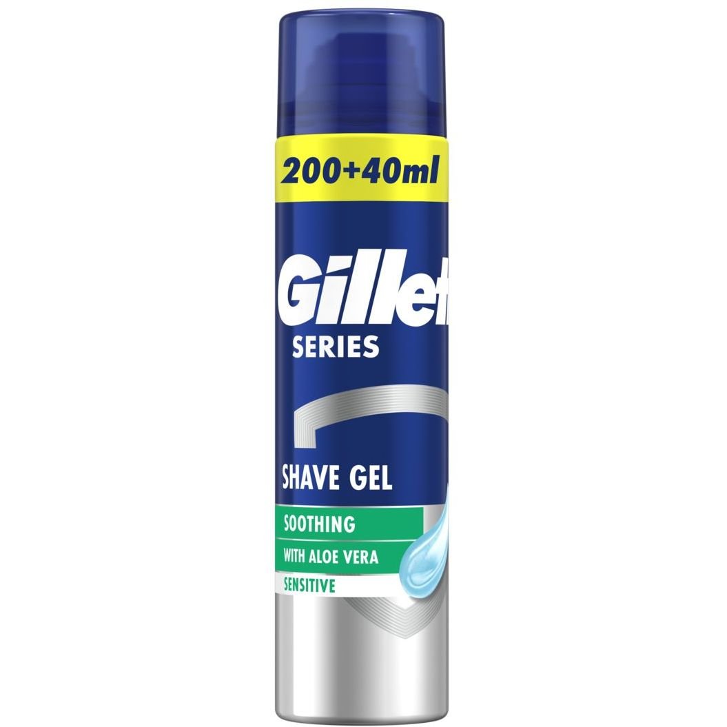 Гель для гоління Gillette Series для чутливої ​​шкіри, з алое вера, 240 мл - фото 1