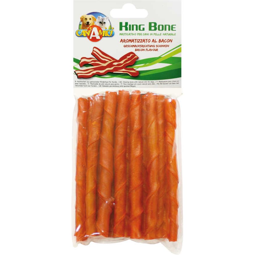 Ласощі для собак Croci King Bone Bacon кручений стік 10 см 200 г (20 шт. х 10 г) - фото 1