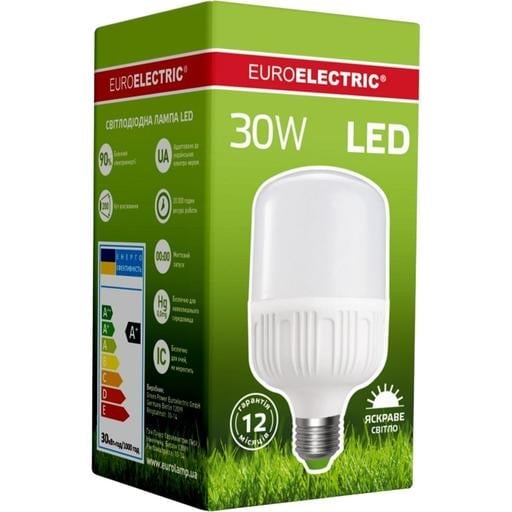 Светодиодная лампа Euroelectric LED Сверхмощная Plastic 30W E27, 4000K (40) (LED-HP-30274(P)) - фото 3