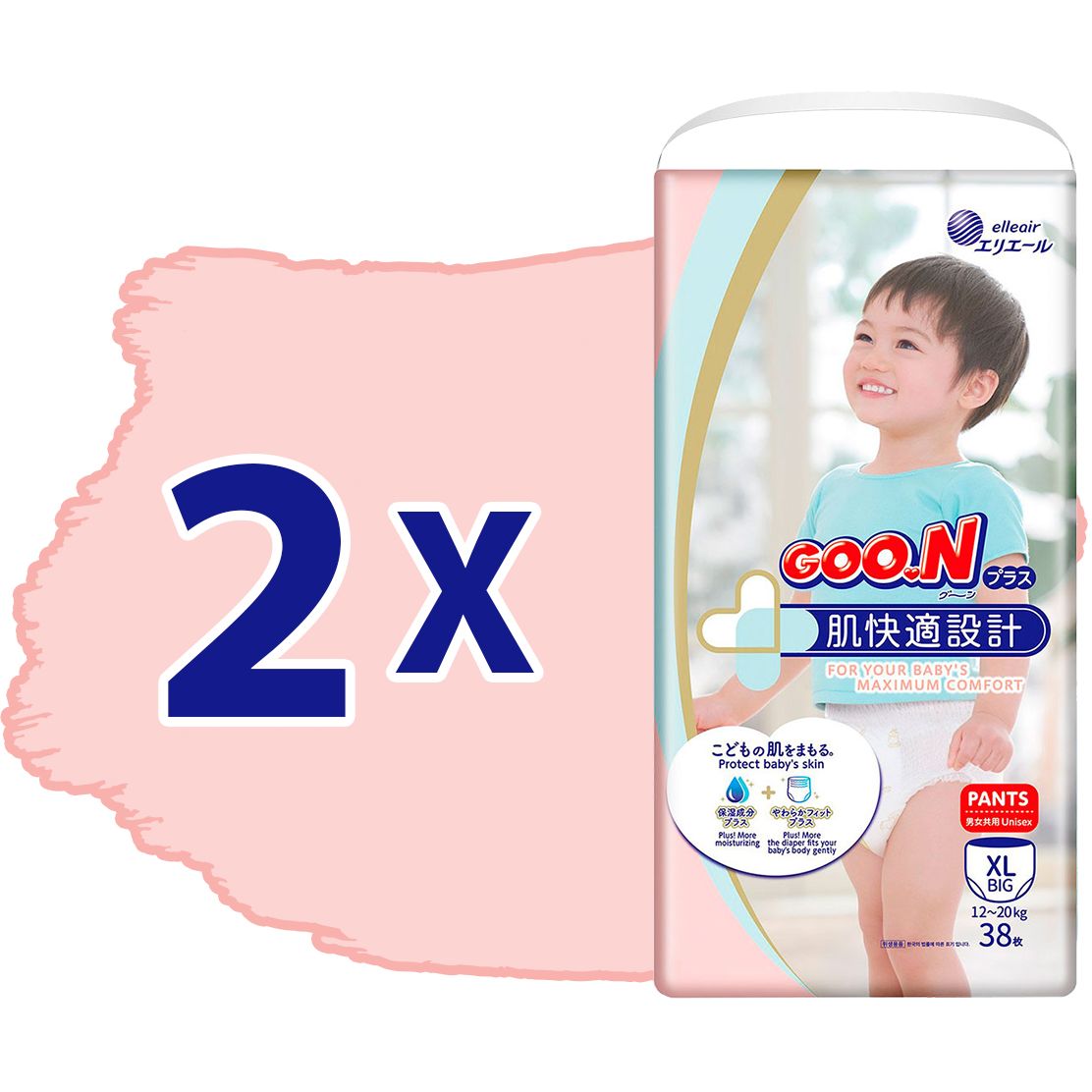 Трусики-підгузки GOO.N Plus XL (12-20 кг) 76 шт. - фото 2