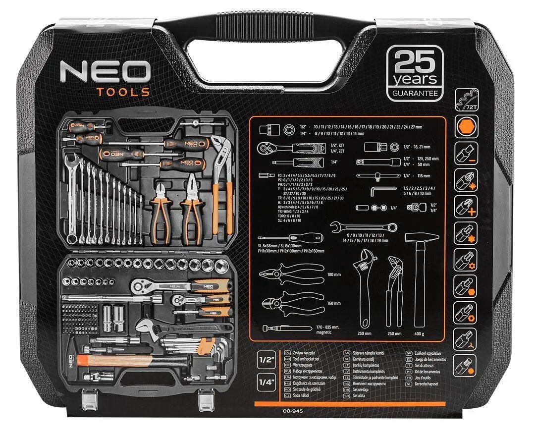 Набор инструментов Neo Tools универсальный CrV и S2 143 шт. (08-945) - фото 8