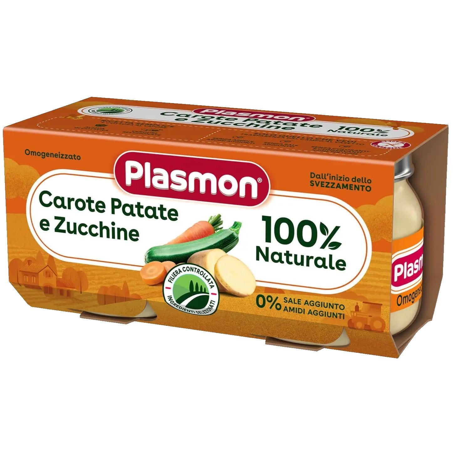 Пюре Plasmon Omogeneizzato Морква, картопля та цукіні, 160 г (2 шт. по 80 г) - фото 1