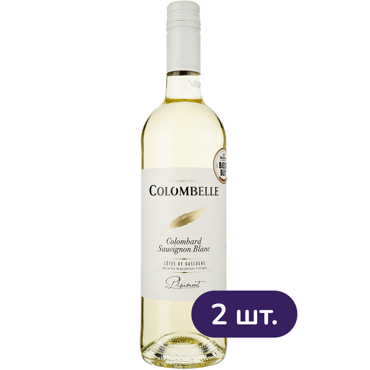 Вино Plaimont Colombelle Sauvignon белое полусухое 0.75 л (503568) 2 шт. - фото 1