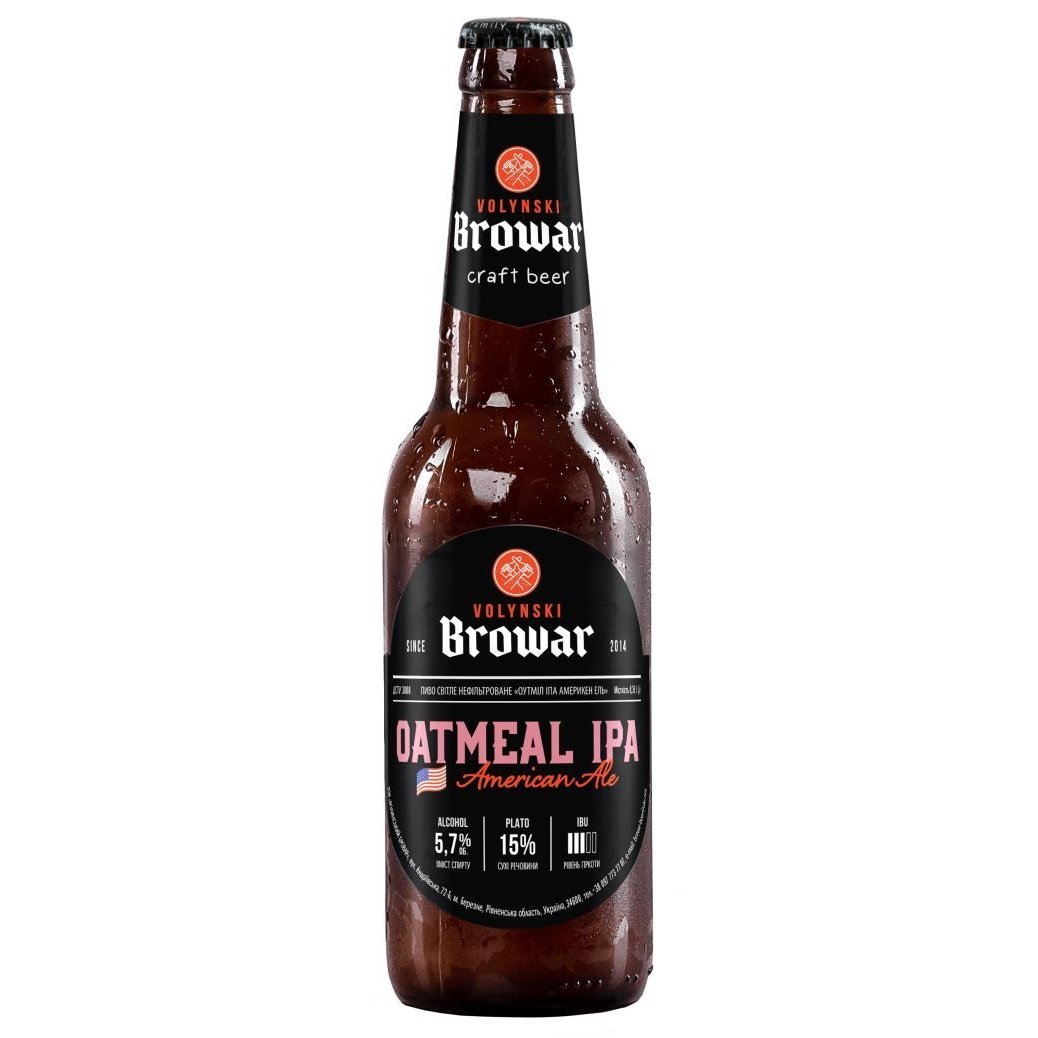 Пиво Volynski Browar Oatmeal IPA, світле, нефільтроване, 5,7%, 0,35 л - фото 1