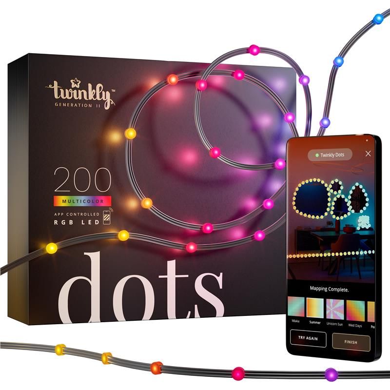 Гирлянда Twinkly Smart LED Dots Lights RGB 200 Gen II IP44, 10 м прозрачная (TWD200STP-BEU) - фото 1