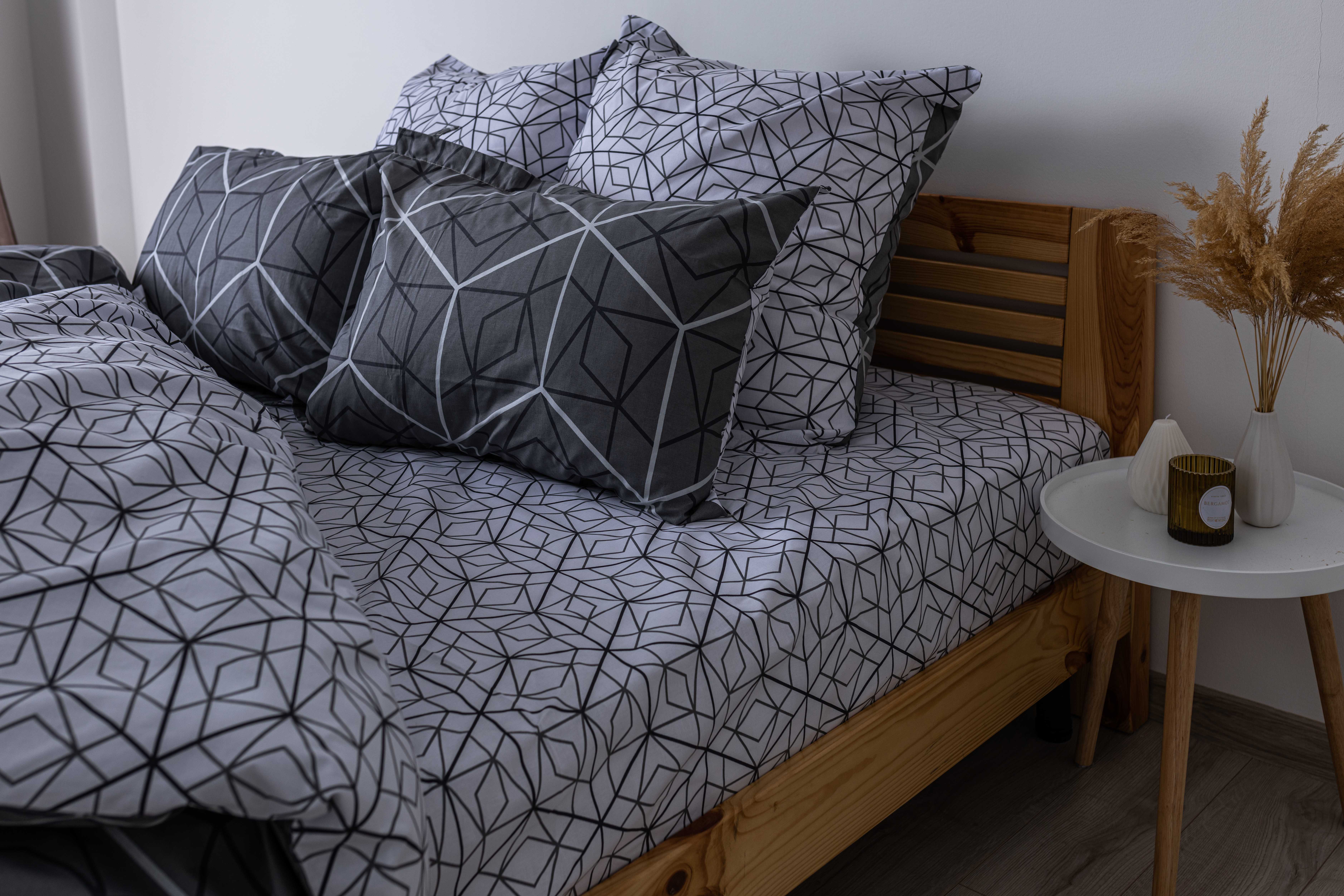 Комплект постельного белья ТЕП Happy Sleep Quadro Star Grey евро серый с белым (2-03796_25740) - фото 6