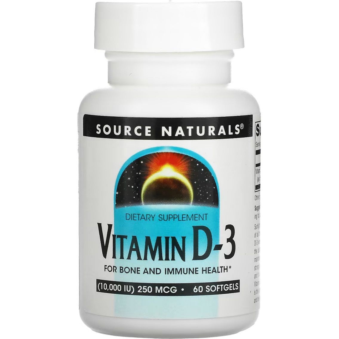 Вітамін D3 Source Naturals 10000 МО 60 гелевих капсул - фото 1