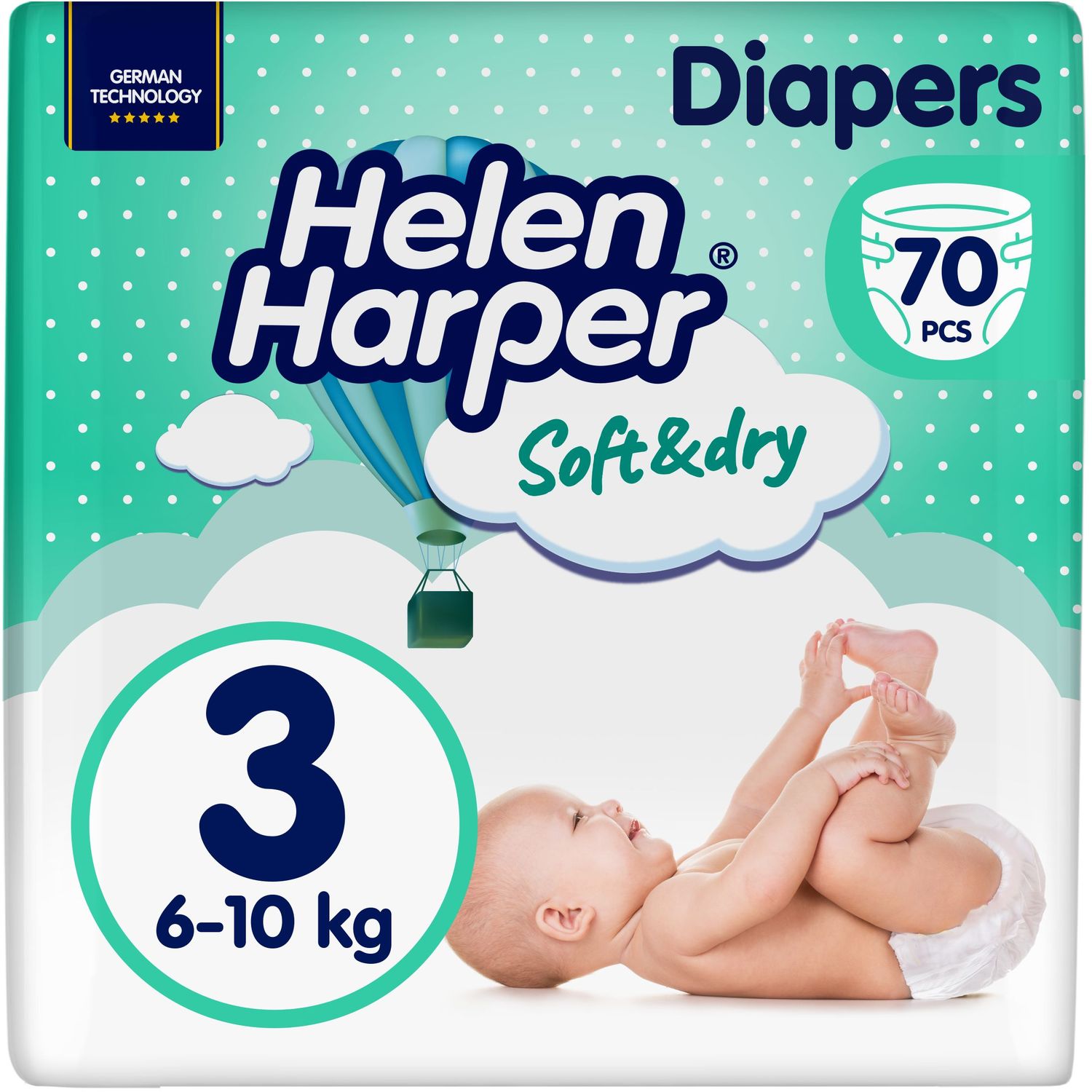 Подгузники Helen Harper Soft & Dry New Midi (3) 6-10 кг 70 шт. - фото 1