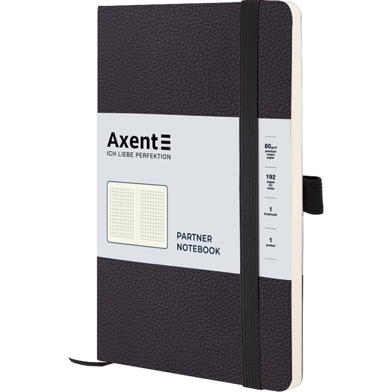 Книга записная Axent Partner Soft Skin A5- в клеточку 96 листов черная (8616-01-A) - фото 1