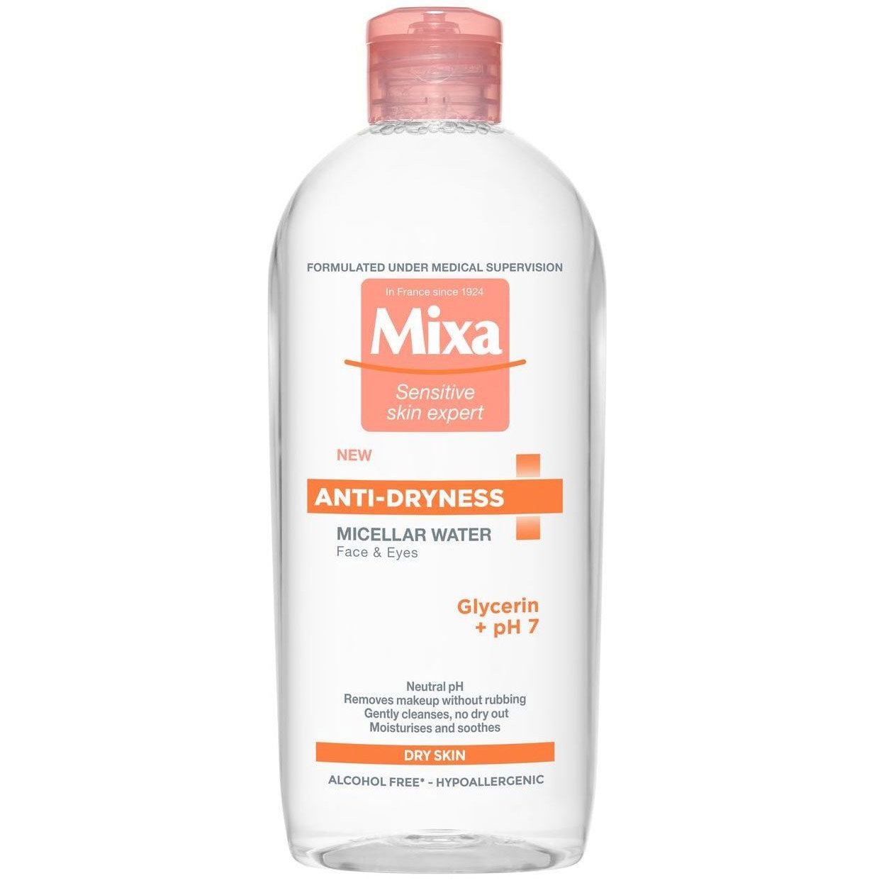Міцелярна вода Mixa Anti-dryness для сухої чутливої шкіри обличчя, 400 мл (D3326103) - фото 1