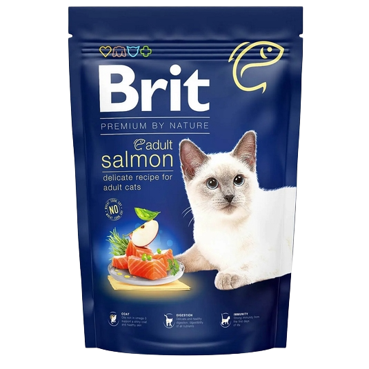 Сухой корм для котов Brit Premium by Nature Cat Adult Salmon, 1,5 кг (с лососем) - фото 1
