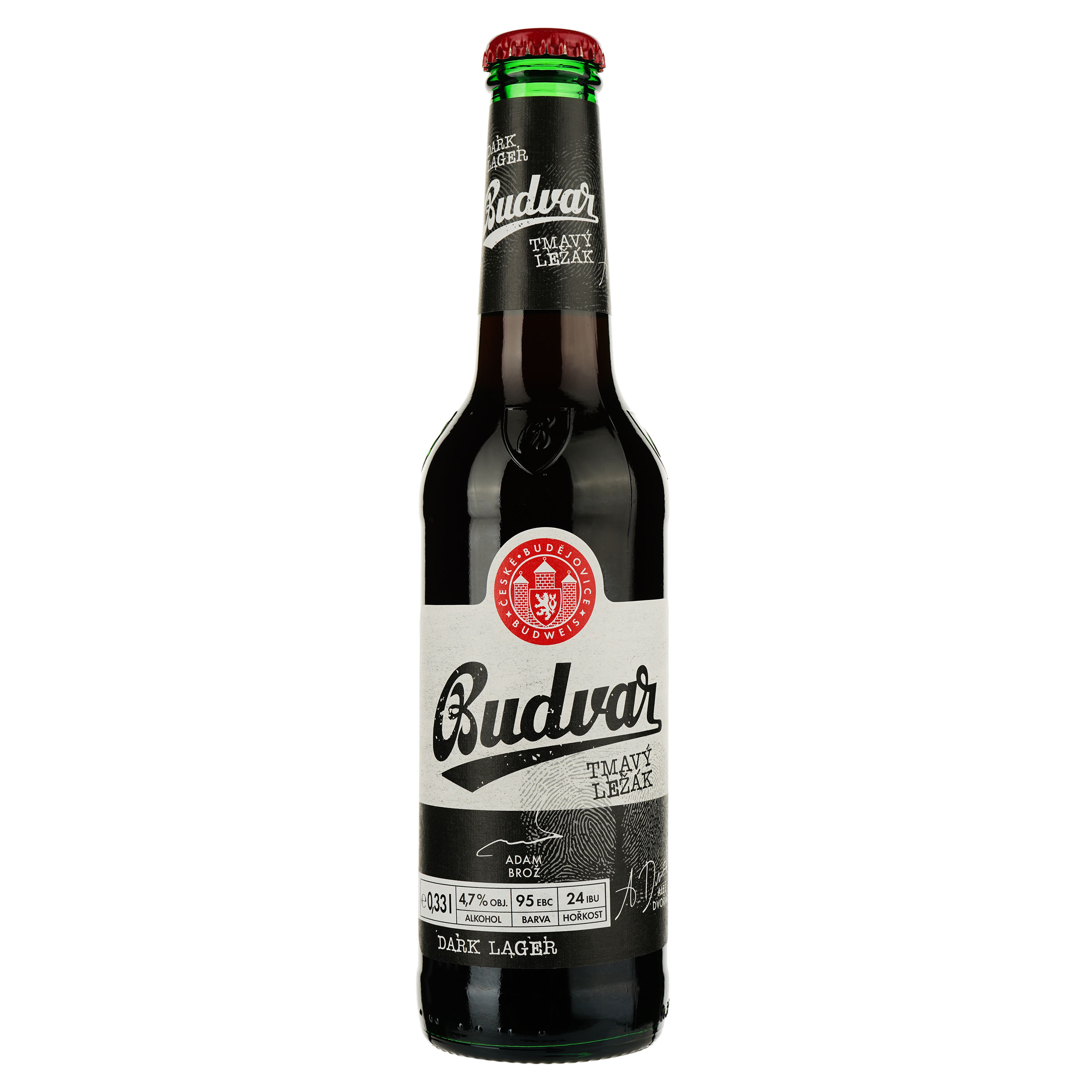 Пиво Budweiser Budvar Tmavy Lezak Dark, темное, фильтрованное, 4,7%, 0,33 л - фото 1