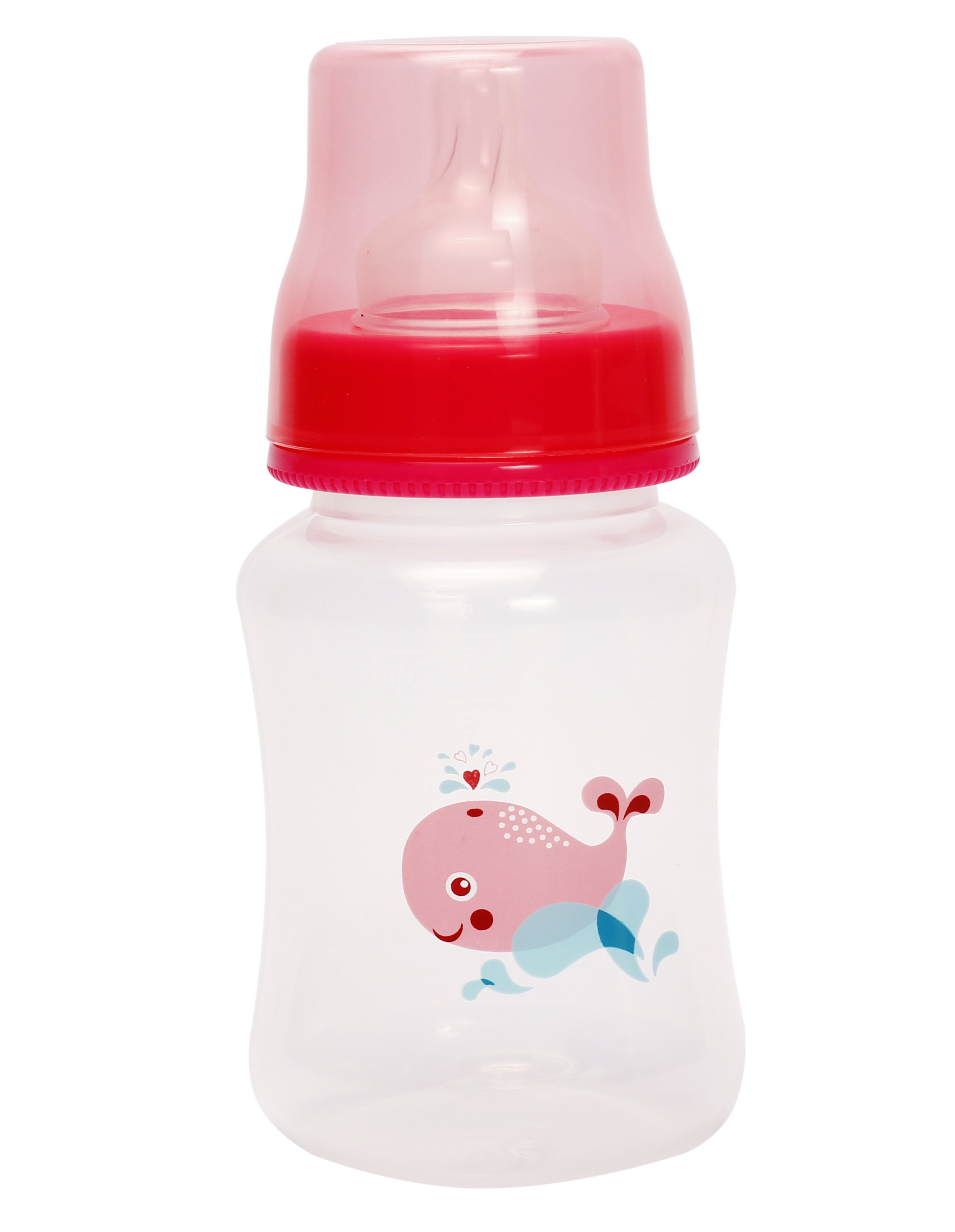 Пляшка для годування Курносики, з широкою шийкою, з силіконовою соскою, 250 мл, рожевий (7006 пик) - фото 1