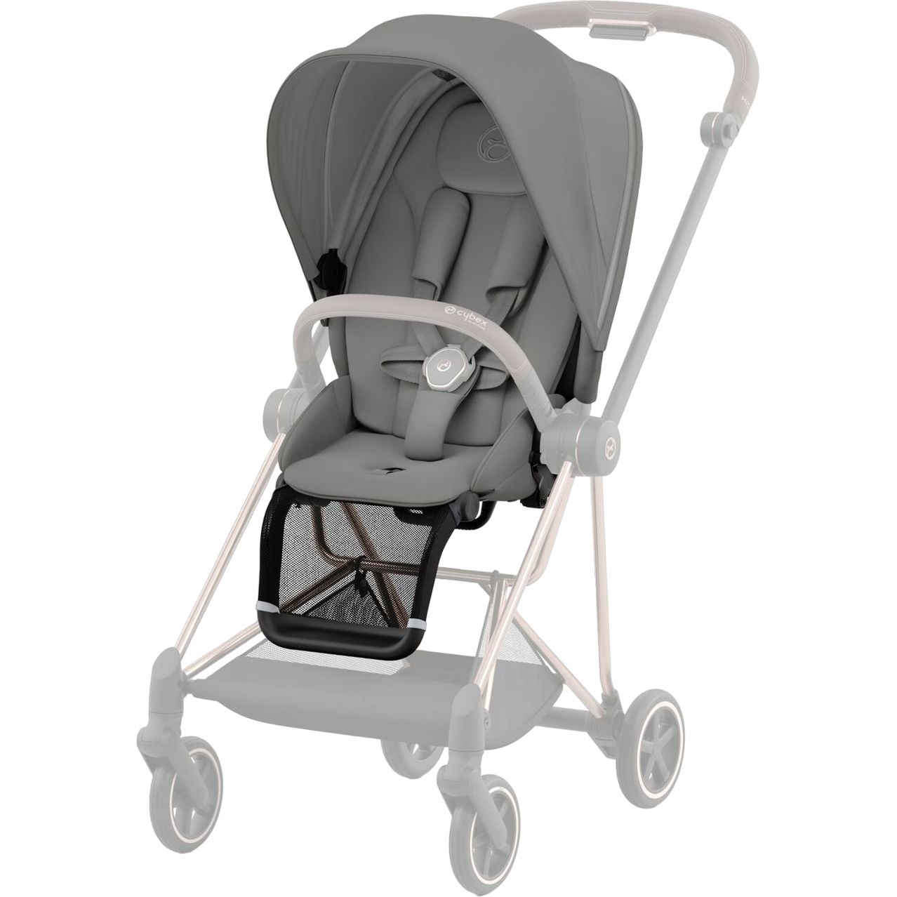 Люлька Cybex Mios Lux Mirage Grey + Текстиль для прогулянкового блоку Cybex Mios Mirage Grey + Шасі для коляски Cybex Mios LS RBA Matt Black - фото 8