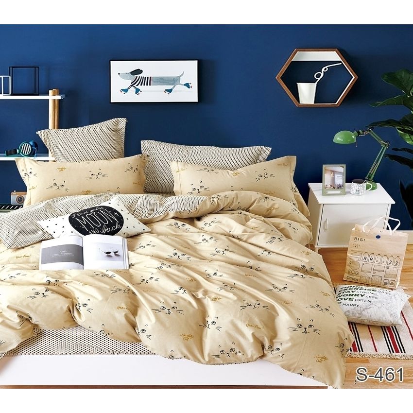 Комплект постельного белья TAG Tekstil с компаньоном Семейный Желтый 000143404 (S461) - фото 1