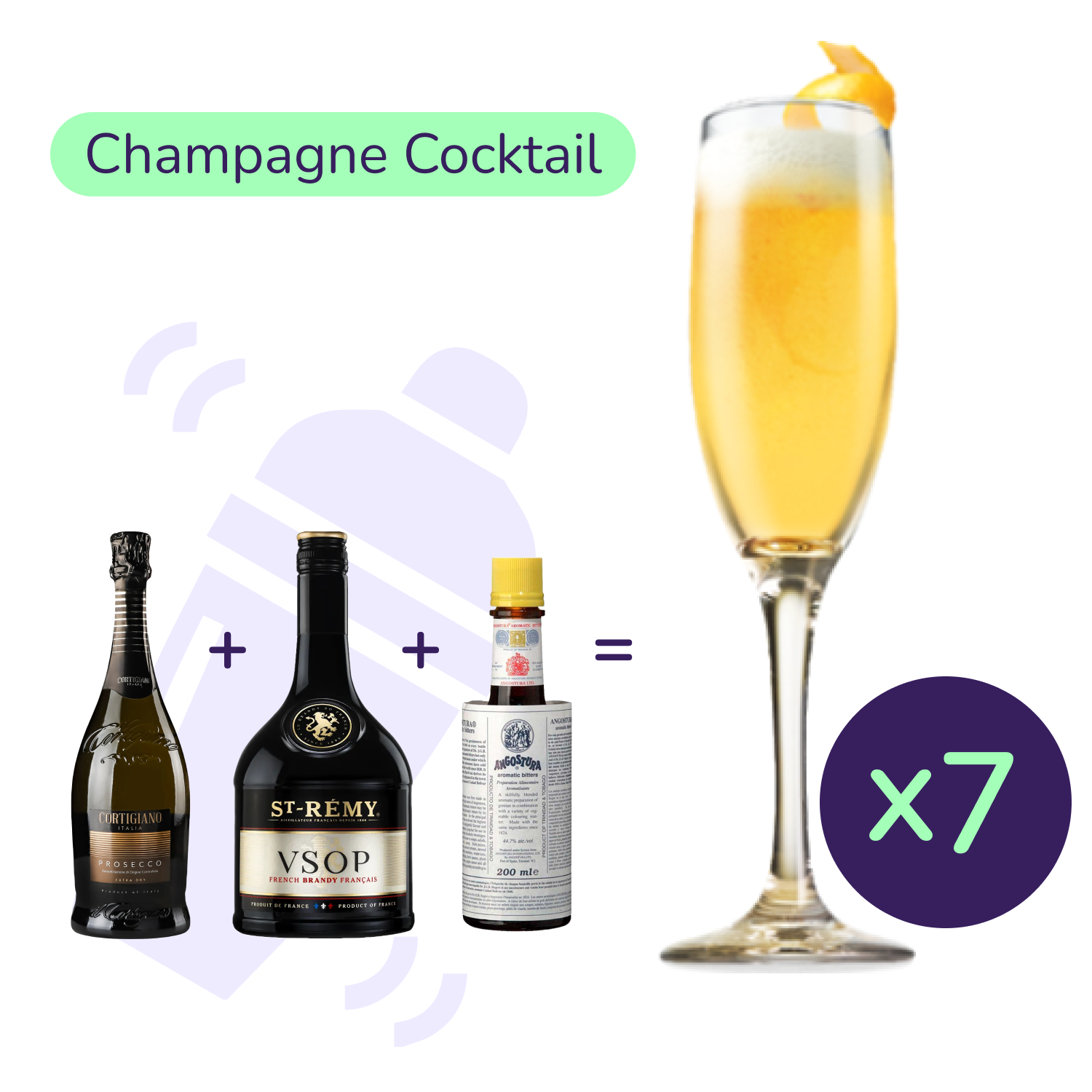 Коктейль Champagne Cocktail (набір інгредієнтів) х7 на основі Il Cortigiano - фото 1