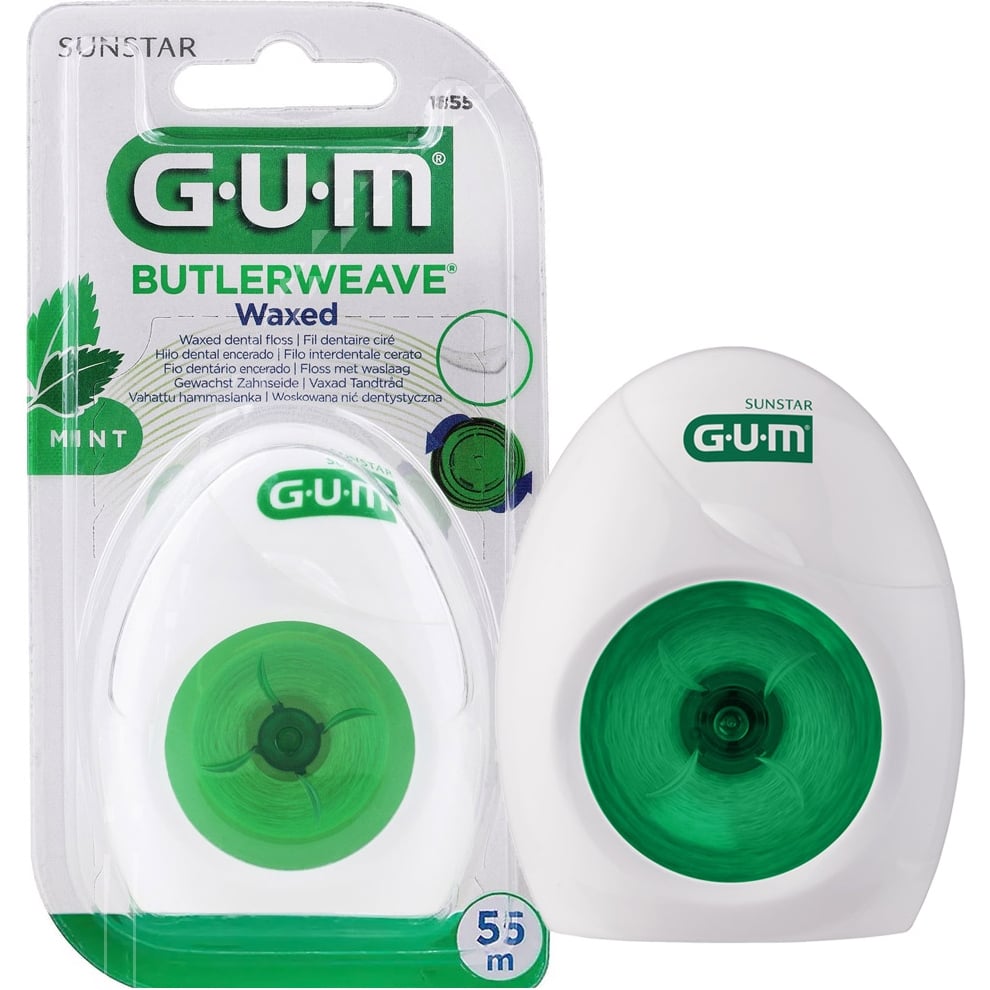 Зубная нить GUM Butlerweave Mint Waxed мятная вощеная 55 м - фото 2