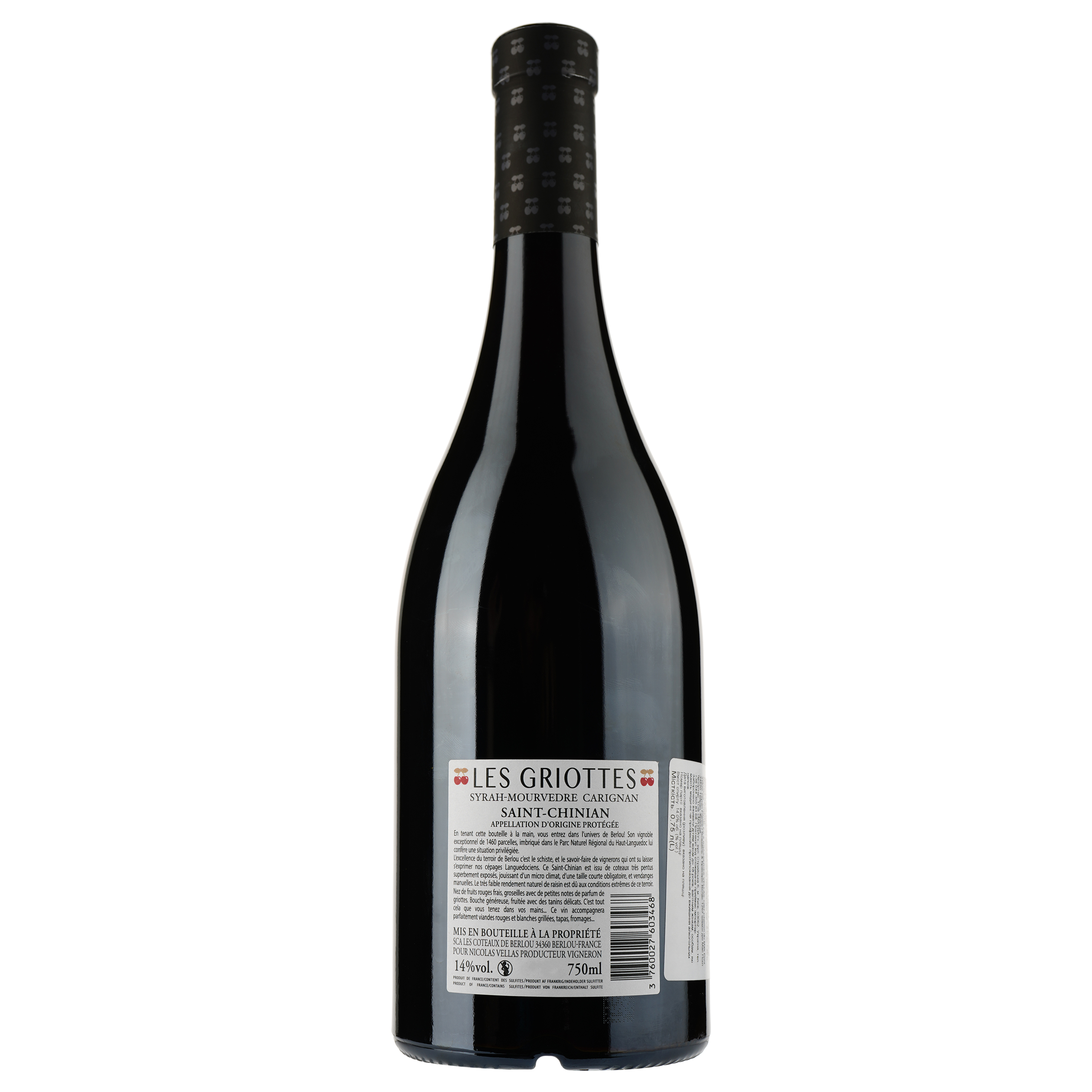 Вино Les Griottes 2022 AOP Saint Chinian, красное, сухое, 0,75 л - фото 2