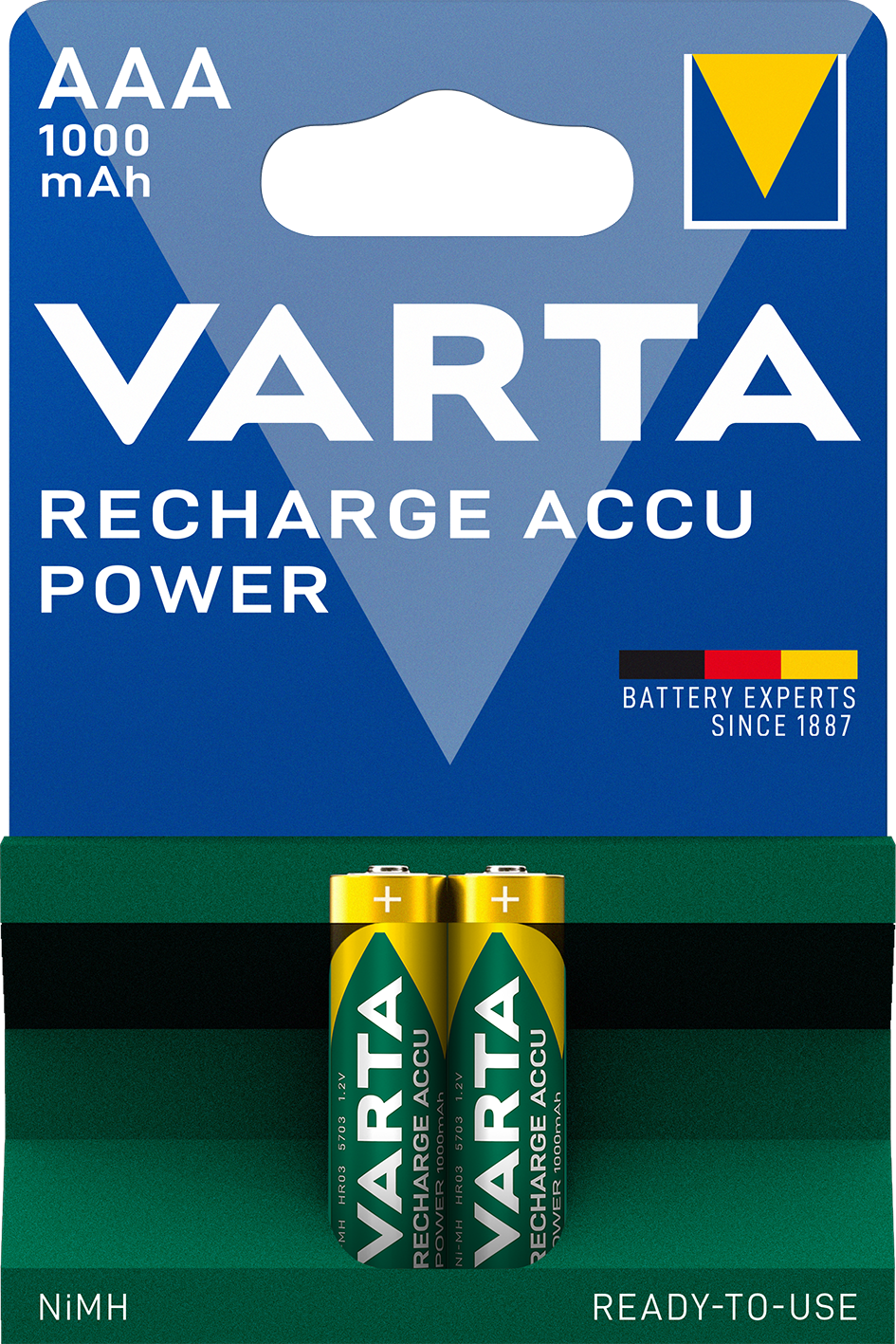 Акумулятор Varta ACCU AAA 1000mAh Bli 2 (ready 2 use), 2 шт. (5703301402) - фото 1
