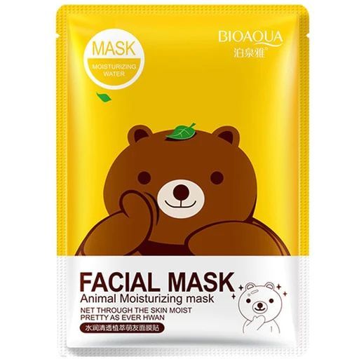 Маска тканинна Bioaqua Fasial Animal Mask, з есенцією зеленого чаю, 30 г - фото 1