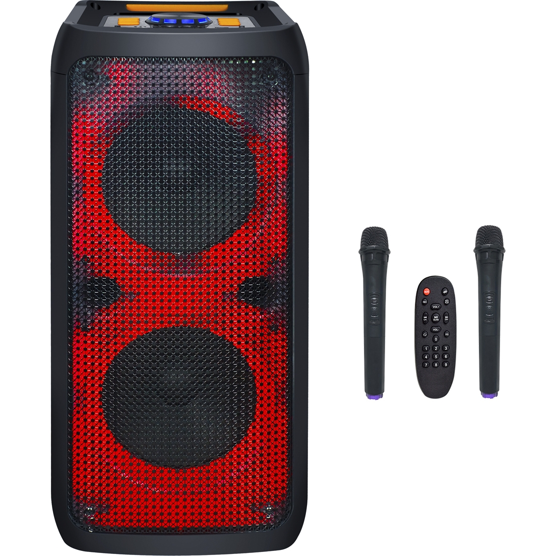 Портативная акустическая система BiG JB300FLAME PartyBox два радиомикрофона караоке - фото 1