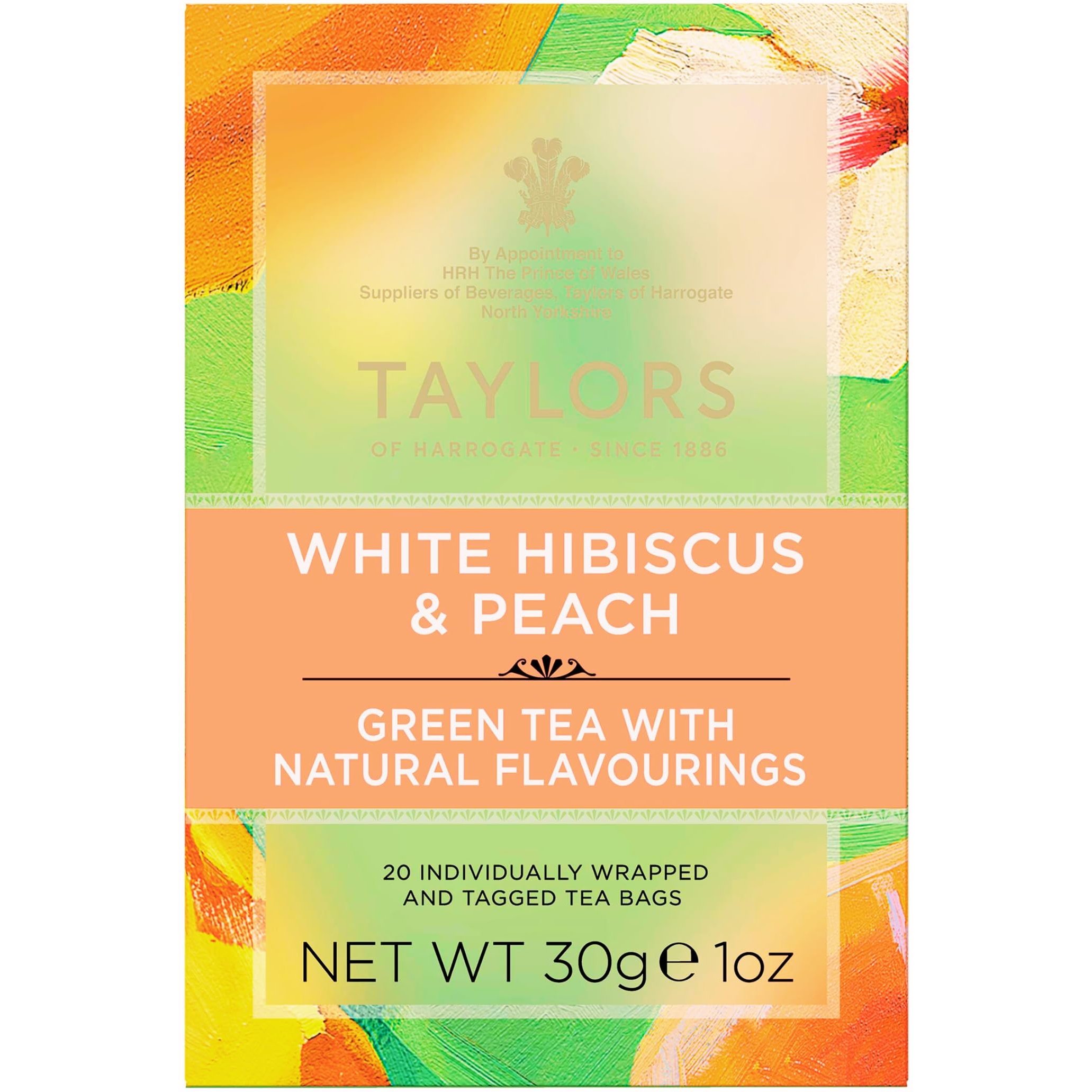 Чай зелений Taylors of Harrogate White Hibiscus & Peach Гібіскус-персик 20х1.5 г - фото 1