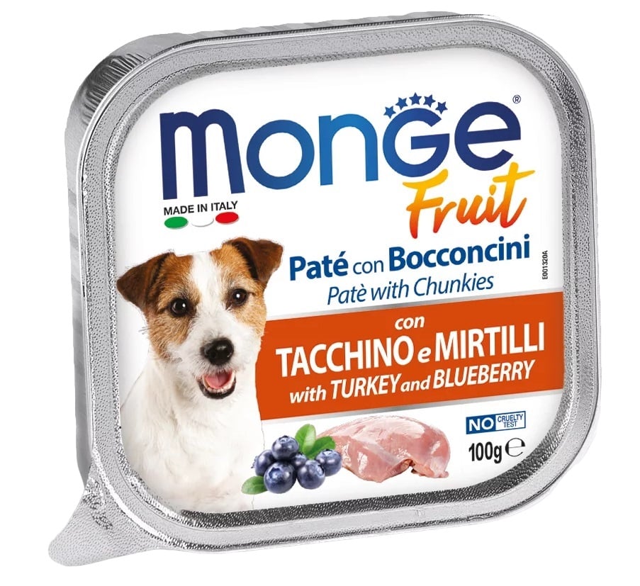 Влажный корм Monge Dog Fruit, для собак всех пород, индейка с черникой, 100 г - фото 1
