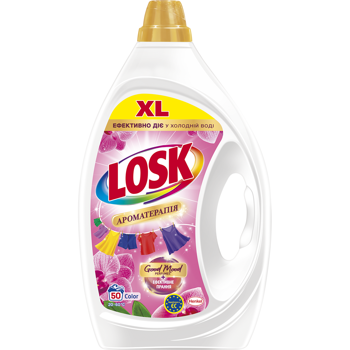 Гель для прання Losk Колор Ароматерапія Ефірні олії та аромат Малазійської квітки 2.25 л - фото 1