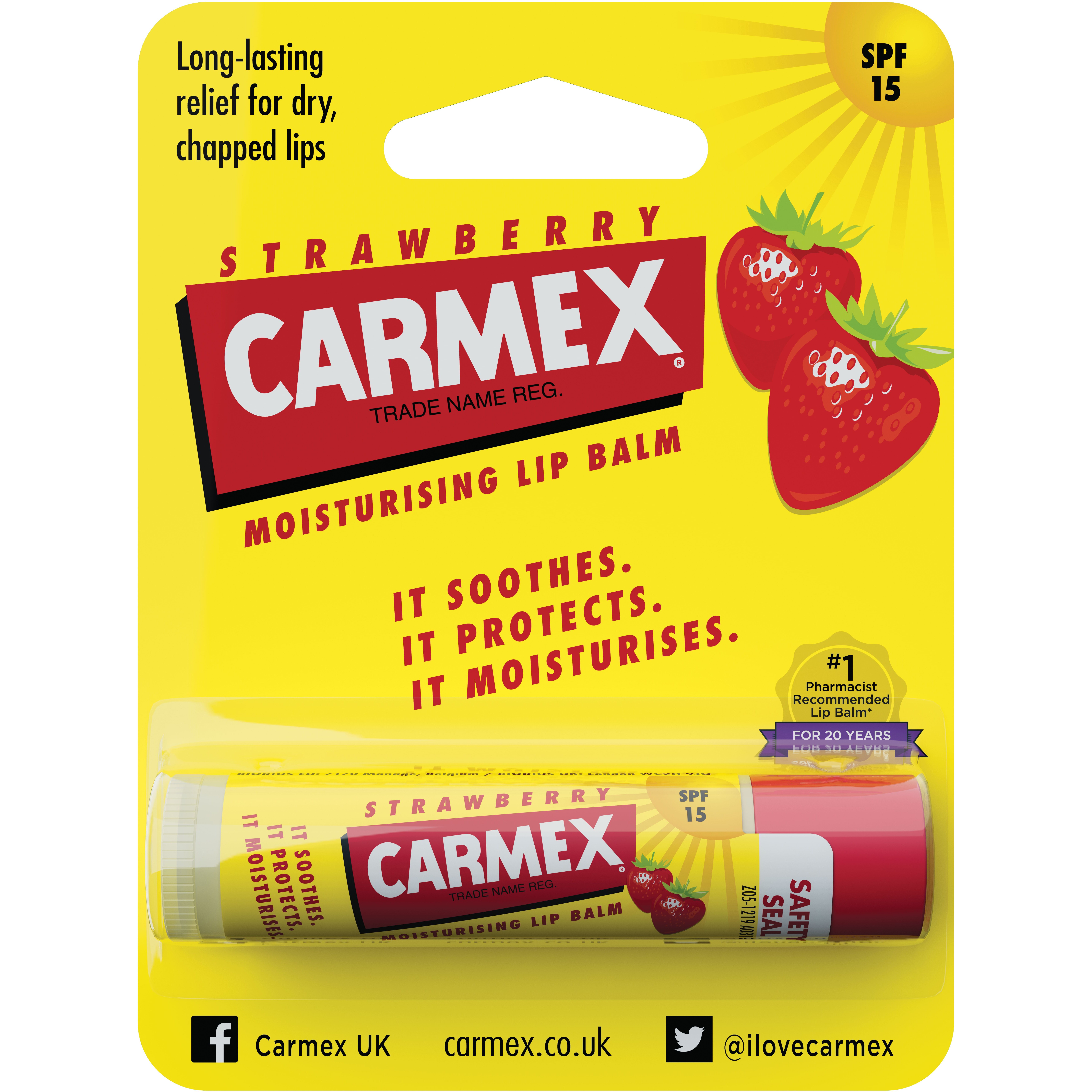 Бальзам для губ у стіку Carmex зі смаком суниці 4.25 г - фото 1