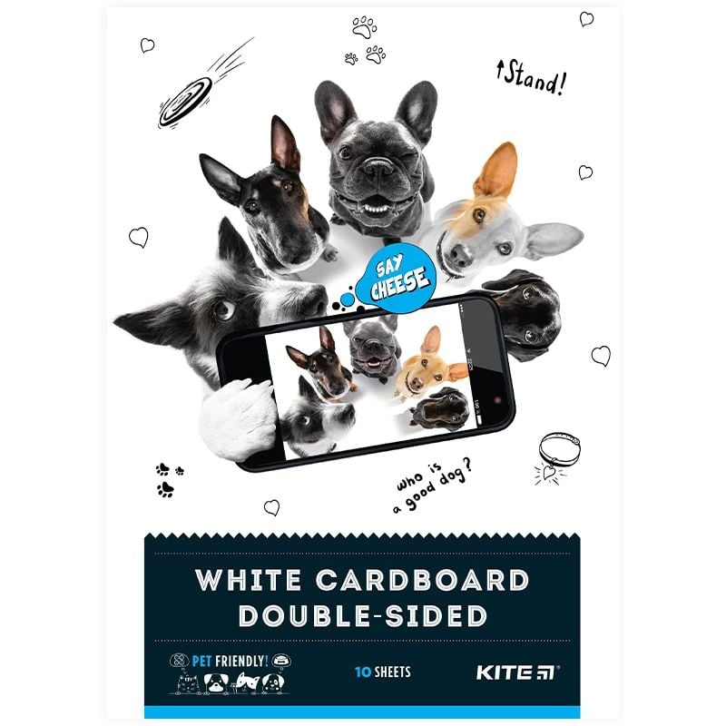 Картон білий Kite Dogs двосторонній A4 10 аркушів (K22-254) - фото 1