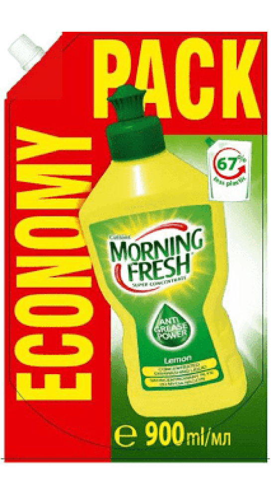 Средство для мытья посуды Morning Fresh Refil Лимон, суперконцентрат, 900 мл - фото 1