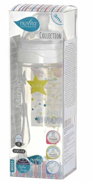 Пляшечка для годування Nuvita Mimic Collection, антиколікова, 330 мл, білий (NV6051BIANCO) - фото 3