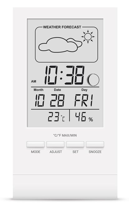 Цифровий гігрометр-термометр з годинником Склоприлад Т-14, білий (402349) - фото 1