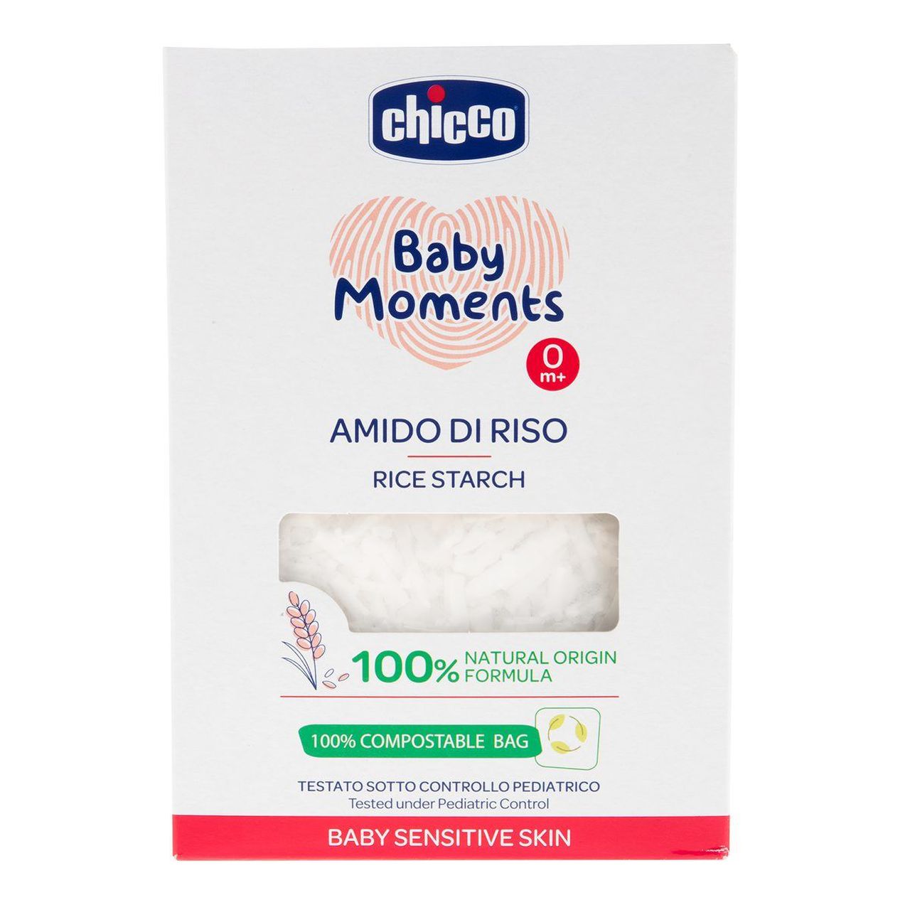 Крохмаль рисовий Chicco Baby Moments для купання, чутлива шкіра, 250 г (10239.00) - фото 1