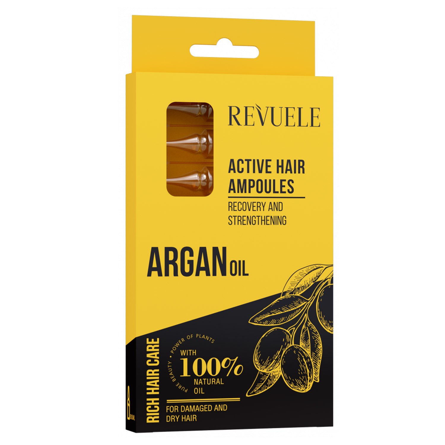 Активні ампули для волосся Revuele Hair Care, з аргановою олією, 8 шт. по 5 мл - фото 1